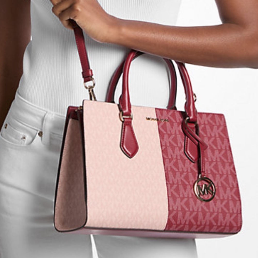 MICHAEL KORS Sheila Medium Two-Tone Metallic Signature Logo Satchel
Cherry Multi - Picture 3 of 16